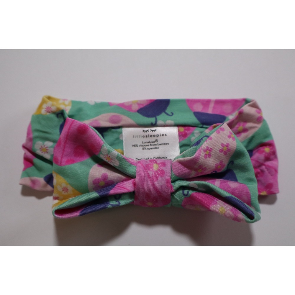 Little Sleepies Ladybug Meadow Bamboo Knotted Bow Headband NB-3T